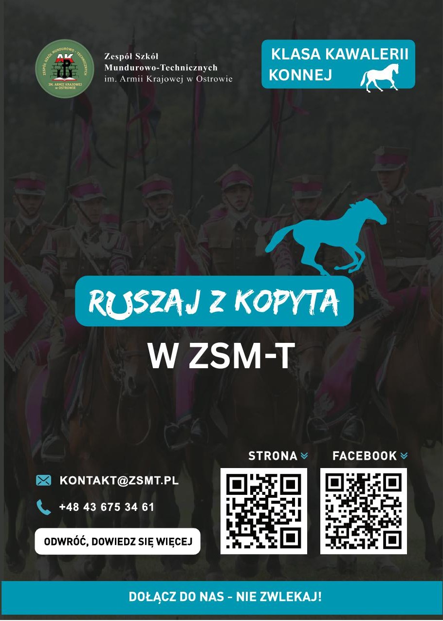 ÓSMOKLASIŚCI  zapraszamy do Klasy Kawalerii Konnej !!! NOWOŚĆ w ofercie ZSM-T w Ostrowie