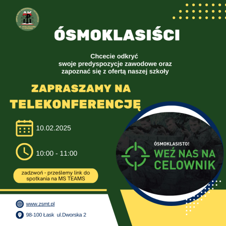 TELEKONFERENCJA DLA UCZNIÓW KLAS ÓSMYCH