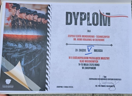  V Miejsce w Polsce !!!  Ogromny sukces kadetów OPW  w X Przeglądzie Musztry Klas Mundurow