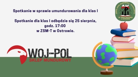 SPOTKANIE ORGANIZACYJNE RODZICÓW I UCZNIÓW KLAS PIERWSZYCH!